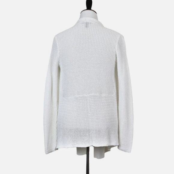 Eileen Fisher Size XS Open Waterfall Linen Cardigan Oversize White - Picture 6 of 11